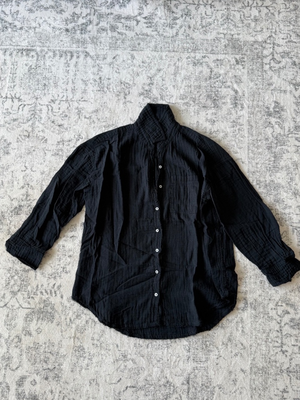 Aerie | Gauze Button Down Shirt | Black | Size Small
